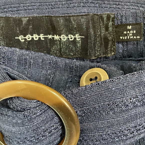 Code Mode Blue Button Down Skirt with Belt - Picture 2 of 3